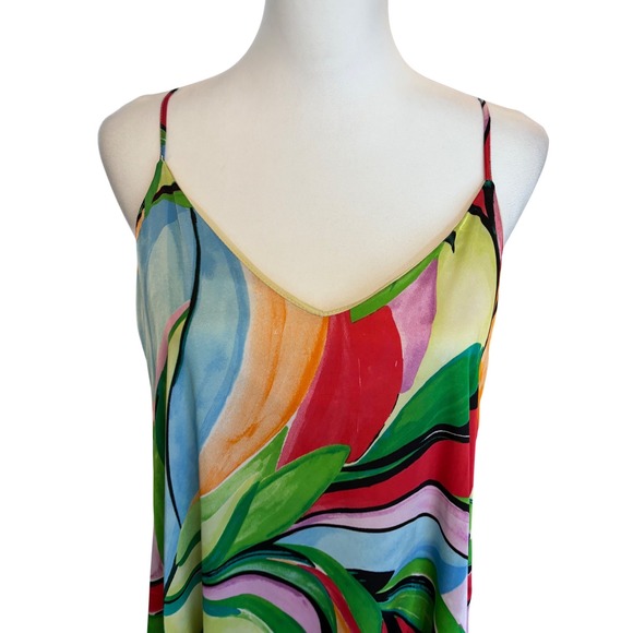 Nicole Miller New York Colorful Summer Abstract Maxi Dress L Resort Vacation - Picture 2 of 9